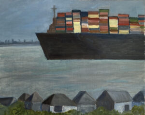 Container Ship with Houses